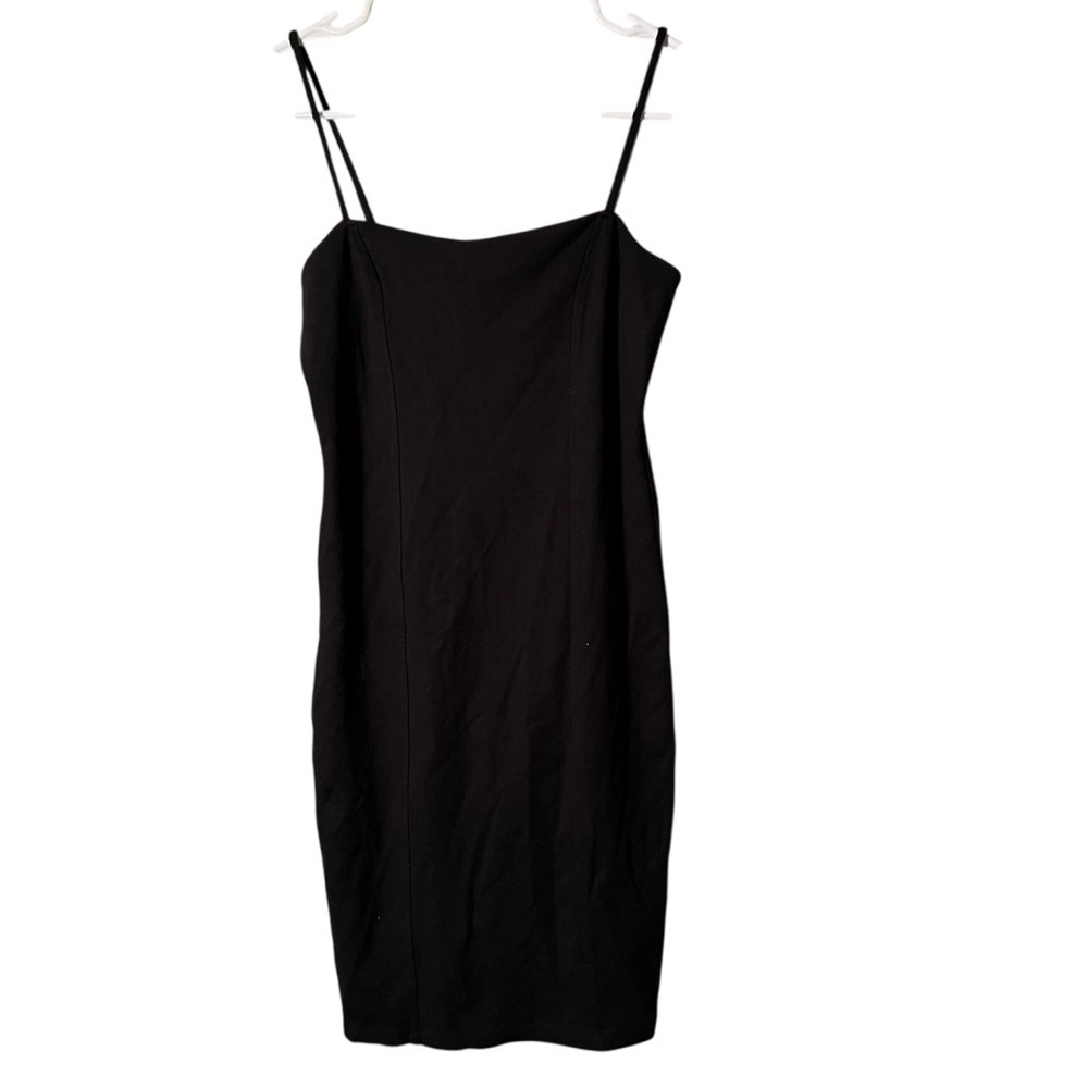 Forever 21 Women's Size Medium Knit Midi Dress Black Bodycon Sleeveless Square